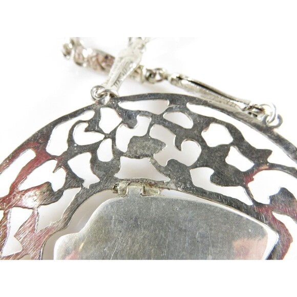 Egyptian Revival Silver Nefertiti Pendant Sarcophagus Necklace Large 3.5" Repair - Picture 8 of 16